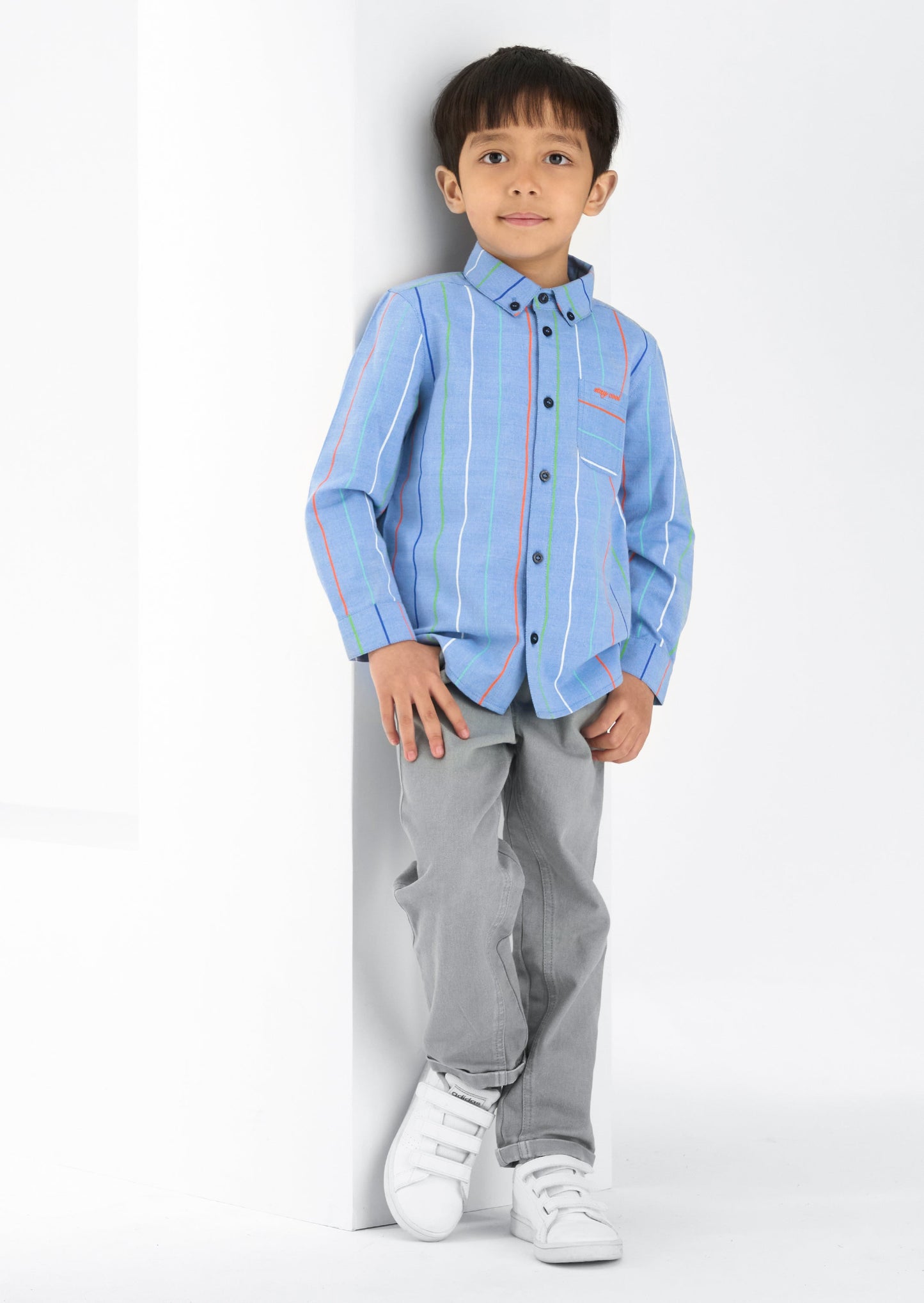 Harris Blue Embroidered Stripe Shirt