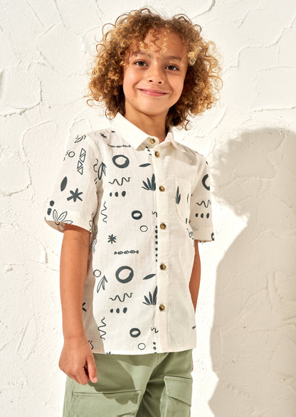 Connor Cream Textured Holiday Shirt