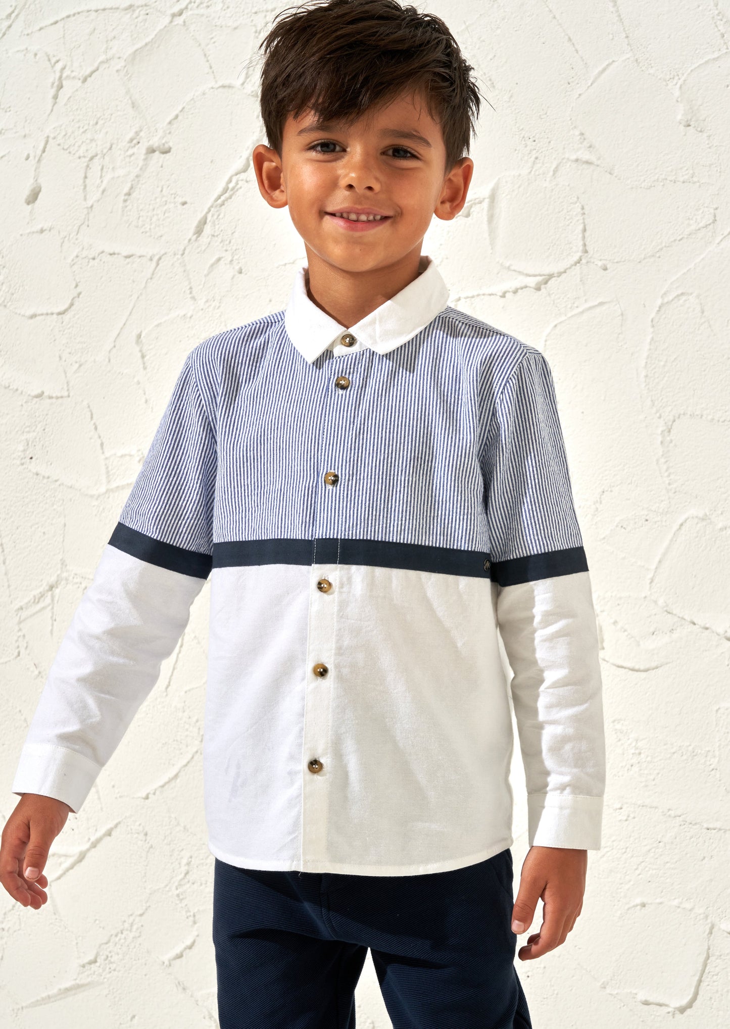 Hank Blue Textured Stripe Block Shirt