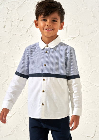 Hank Blue Textured Stripe Block Shirt