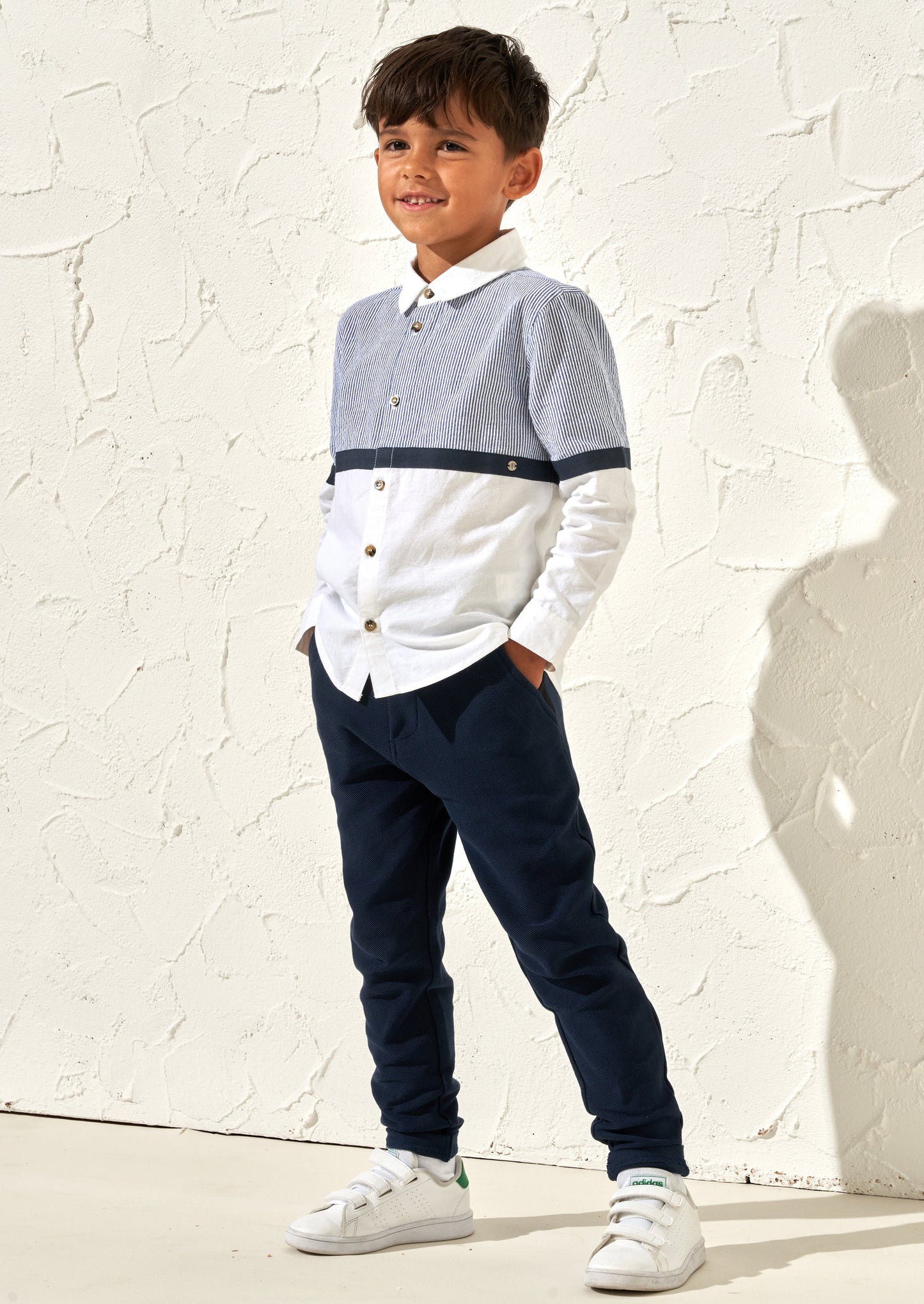 Hank Blue Textured Stripe Block Shirt