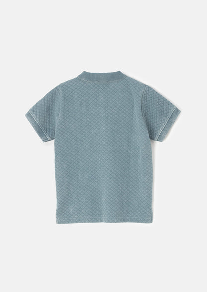 Rex Blue Jersey Textured Wash Polo