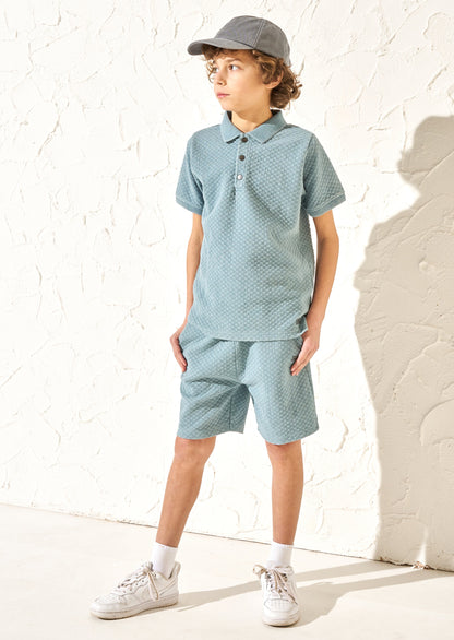 Rex Blue Jersey Textured Wash Polo
