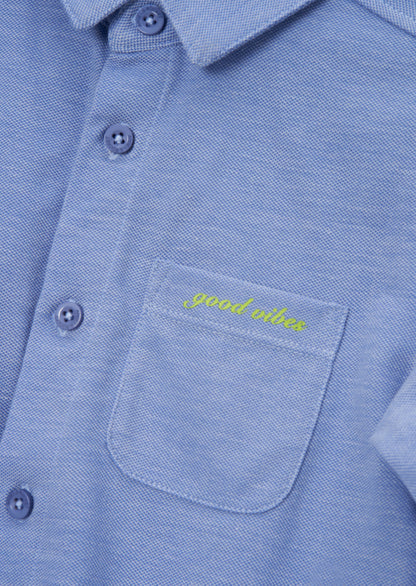 Curtis Blue Pique Textured Shirt