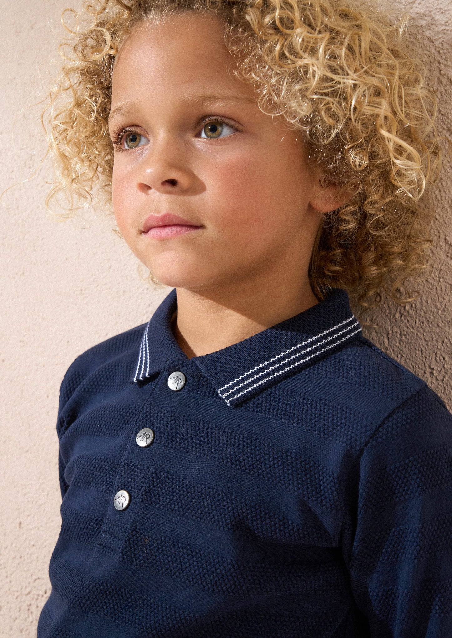 Caleb Blue Textured Stripe Polo