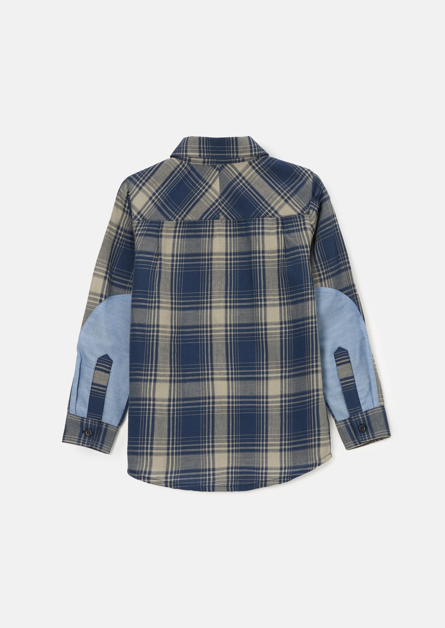 Edison Blue Panelled Check Shirt