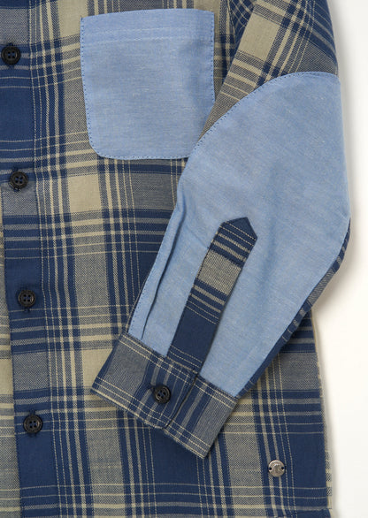 Edison Blue Panelled Check Shirt