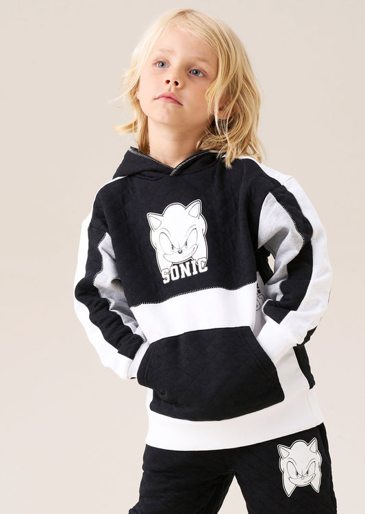 Sonic Black Mix Textured Block Hoodie