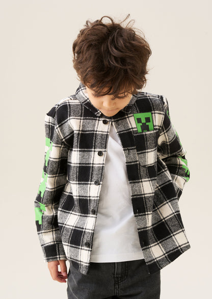Minecraft Black Brushed Check Shirt