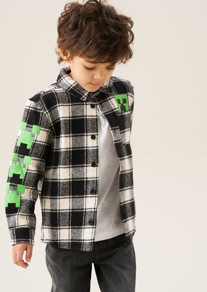 Minecraft Black Brushed Check Shirt