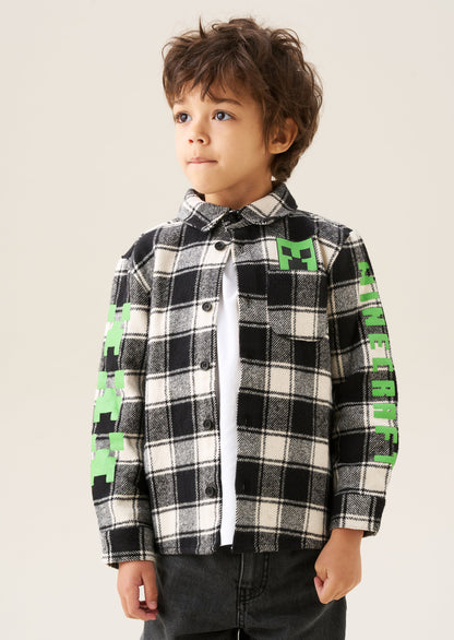Minecraft Black Brushed Check Shirt