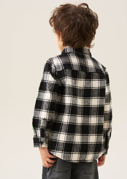 Minecraft Black Brushed Check Shirt