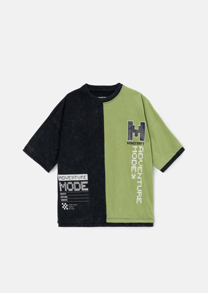 Minecraft Black Colourblock Graphic T Shirt