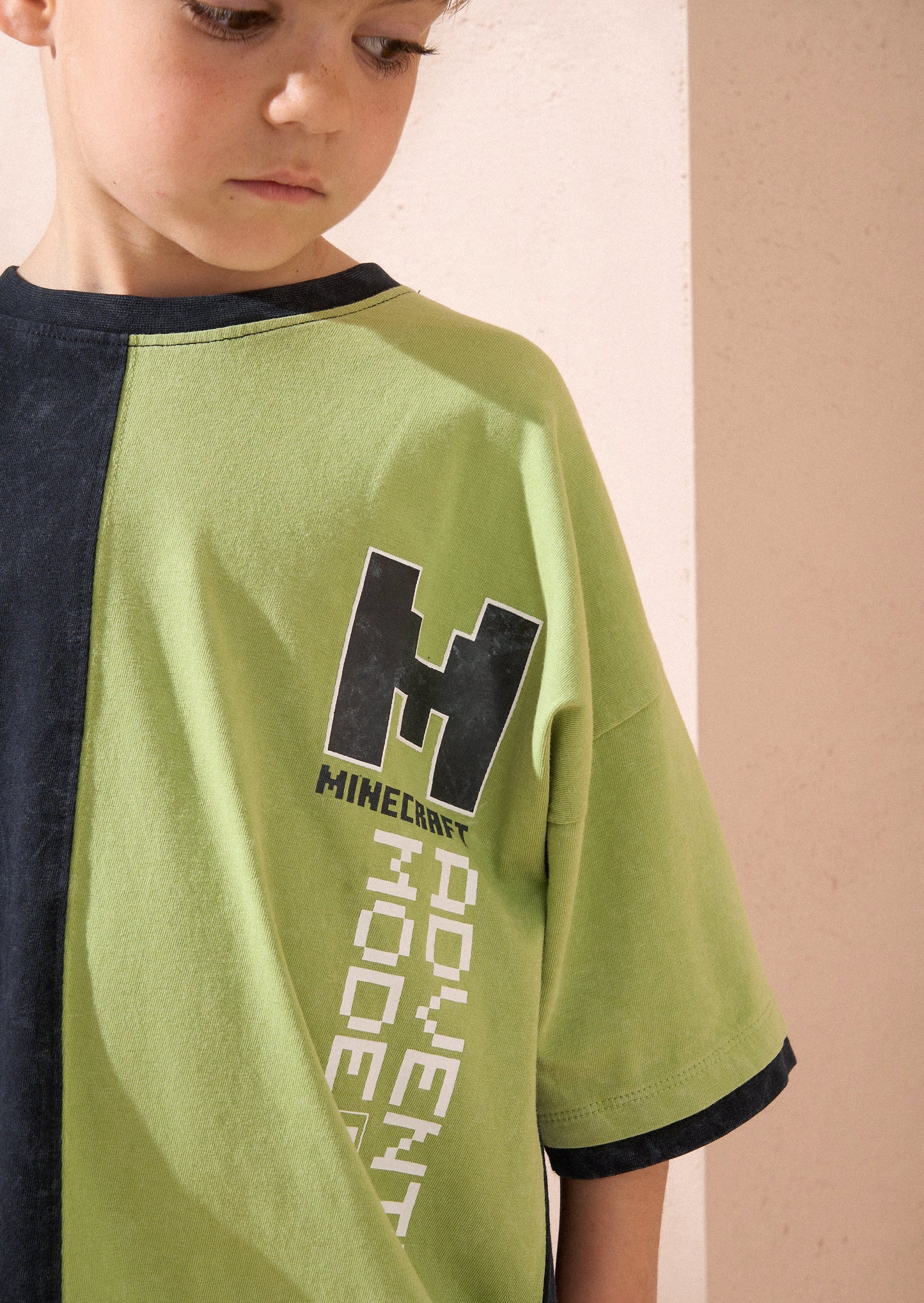 Minecraft Black Colourblock Graphic T Shirt