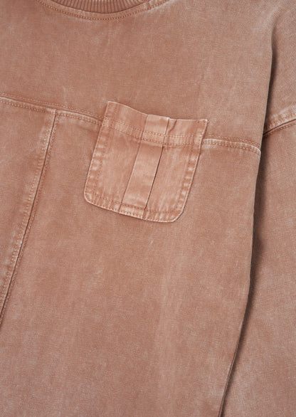 Evan Taupe Long Sleeve Washed Tee