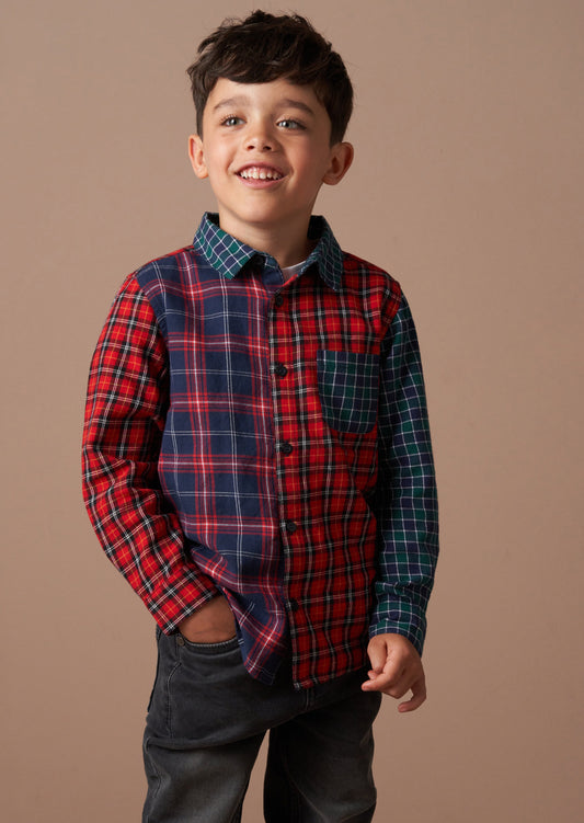 Lewis Red Mixed Check Shirt
