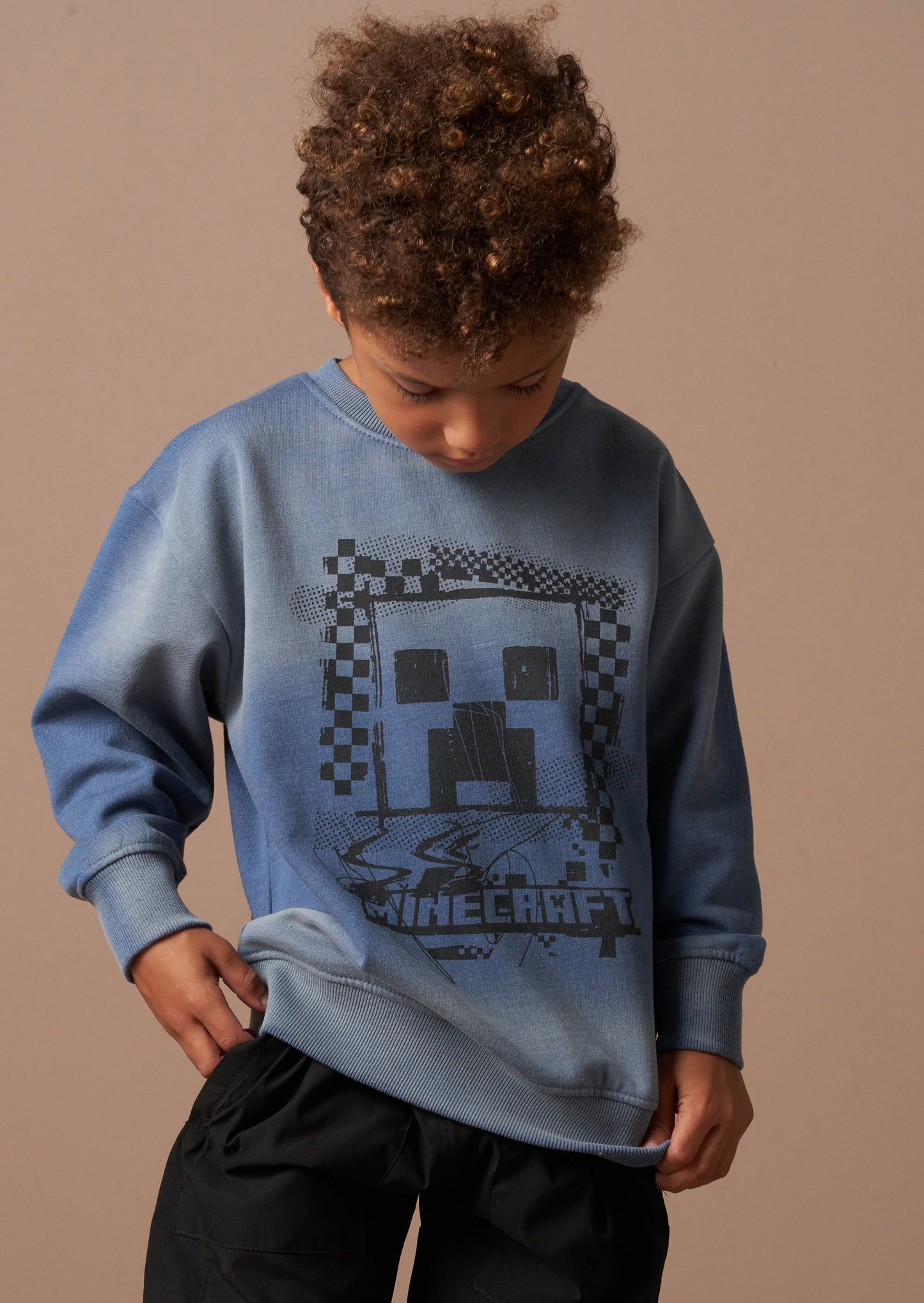 Minecraft Blue Washed Graphic Sweat