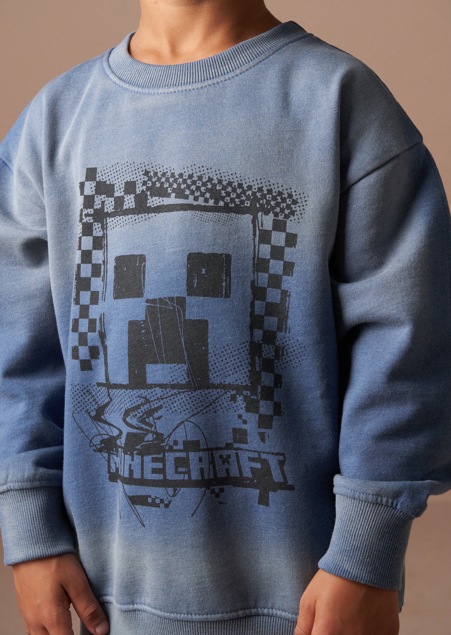 Minecraft Blue Washed Graphic Sweat