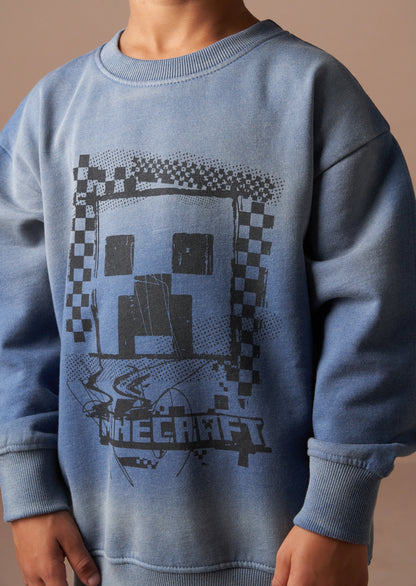 Minecraft Blue Washed Graphic Sweat