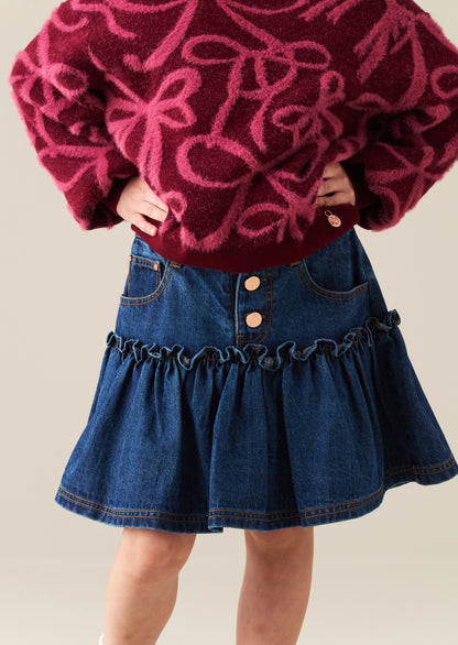 Neomie Denim Scalloped Skirt