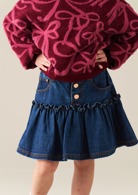 Neomie Denim Scalloped Skirt