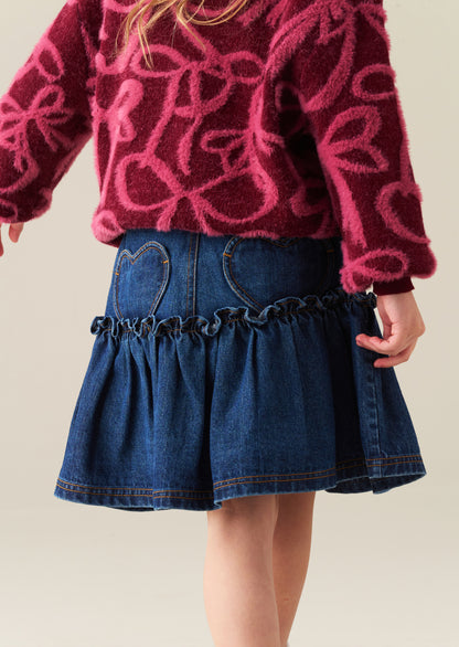 Neomie Denim Scalloped Skirt