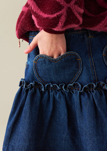 Neomie Denim Scalloped Skirt
