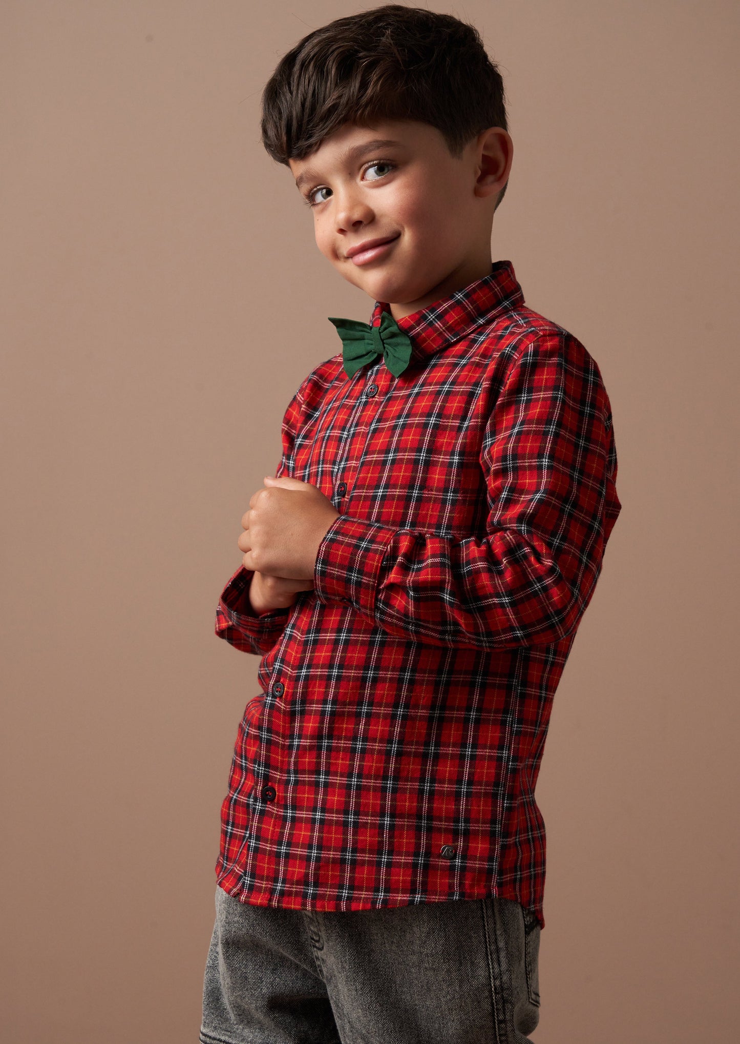 Joseph Red Check Shirt With Bow Tie