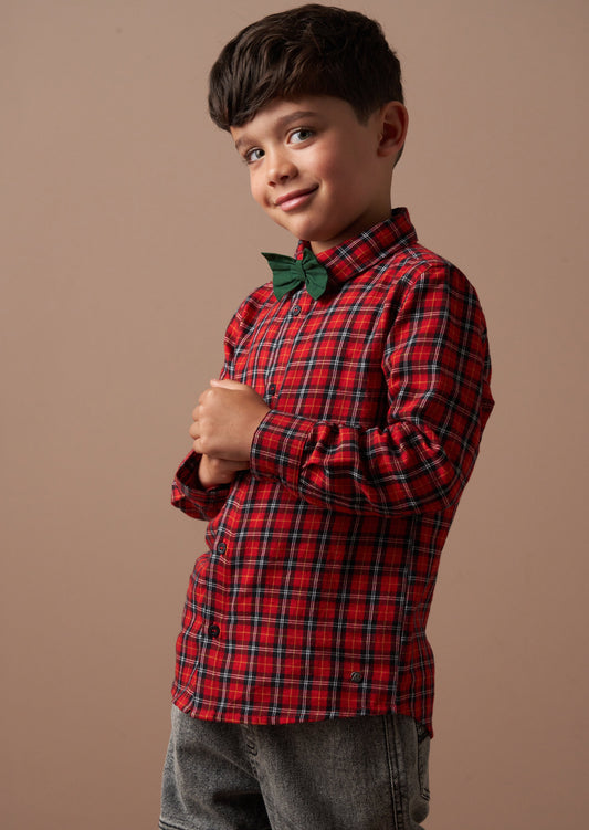 Joseph Red Check Shirt With Bow Tie