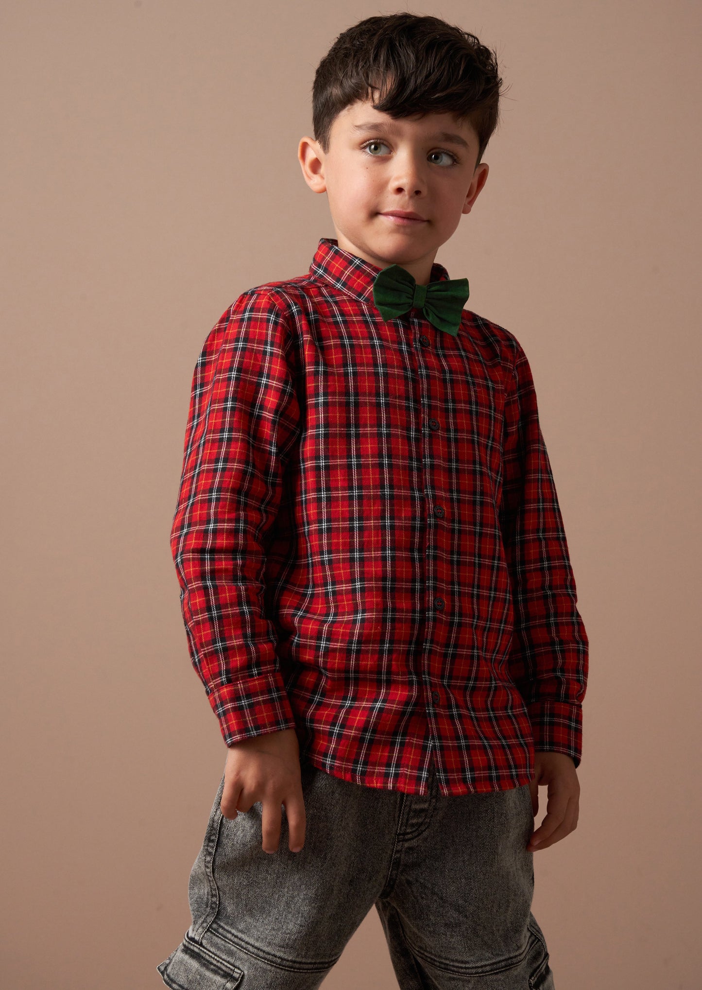 Joseph Red Check Shirt With Bow Tie