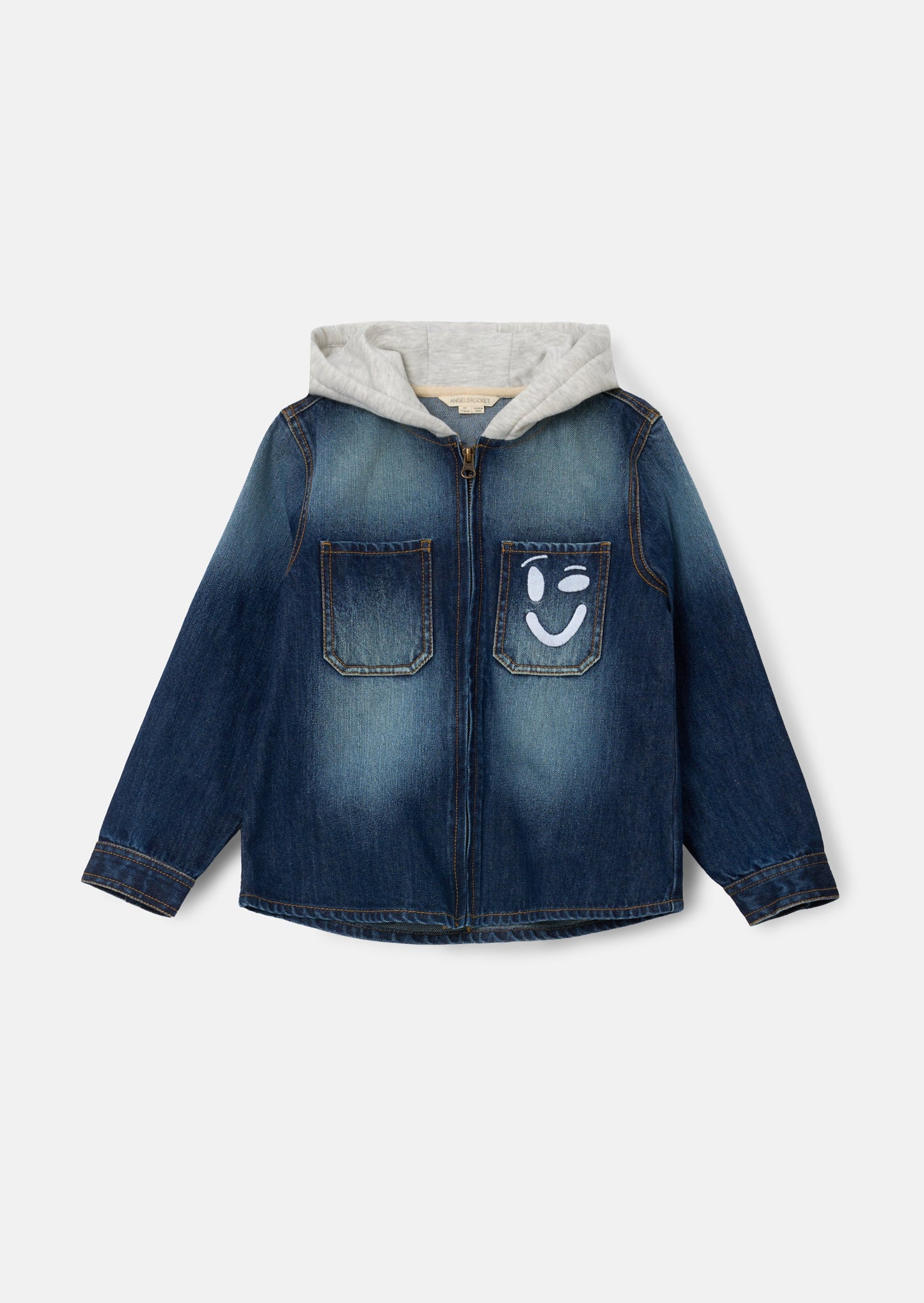 Smile Denim Overshirt With Hood