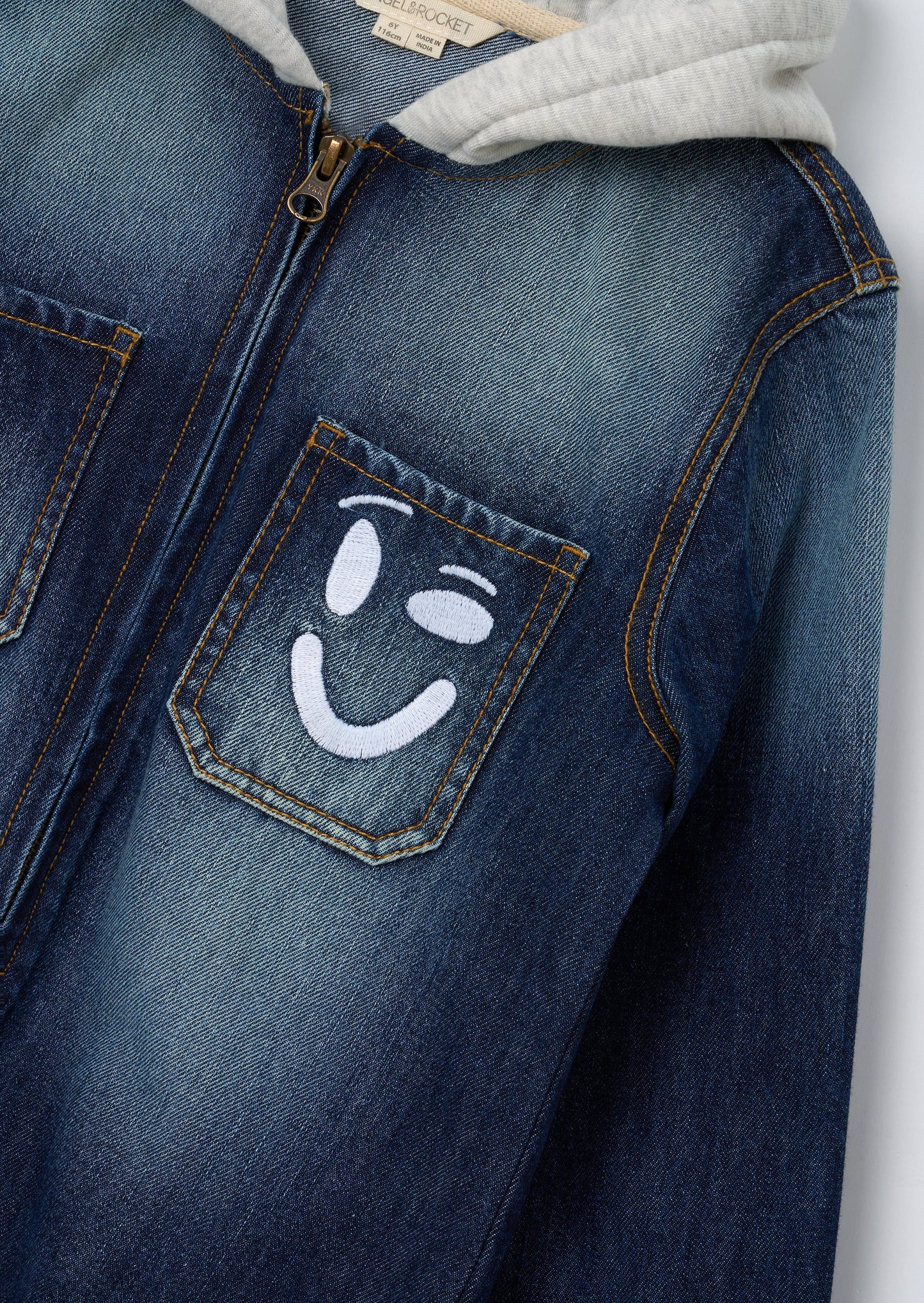 Smile Denim Overshirt With Hood