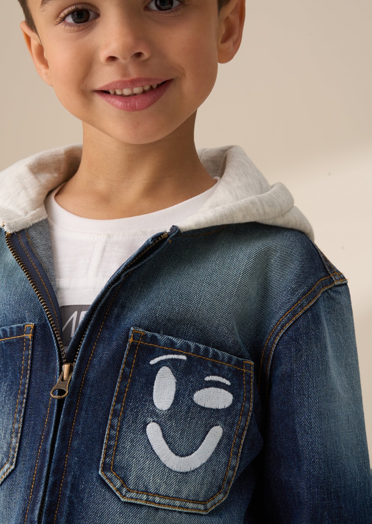 Smile Denim Overshirt With Hood