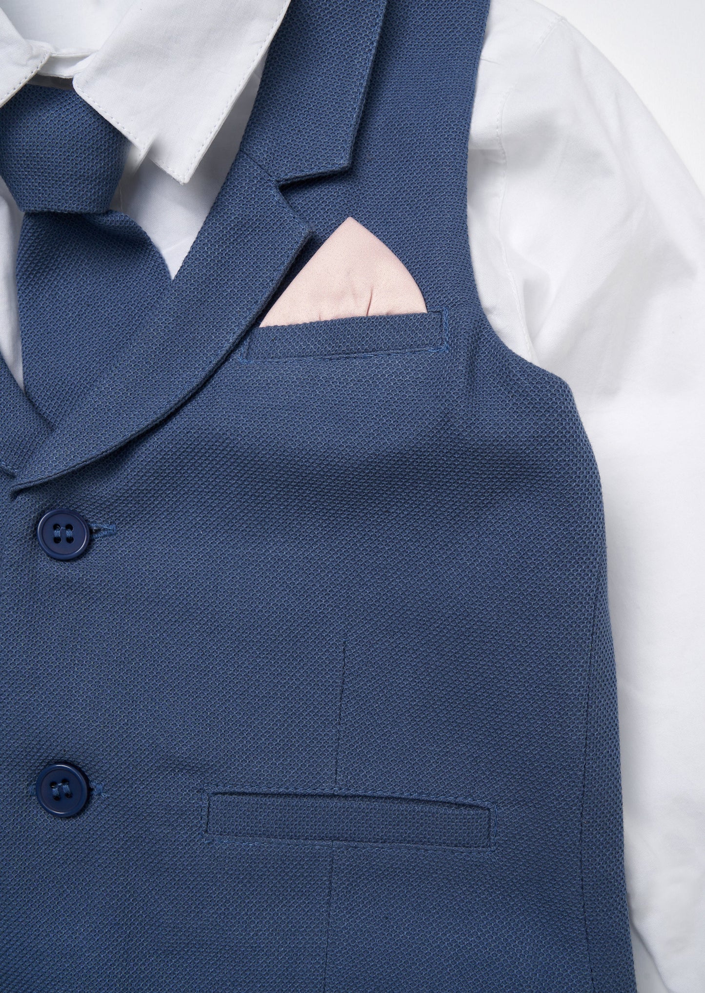 Matty Blue Smart Printed Waistcoat Set