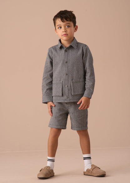 Marcus Navy Stripe Casual Short