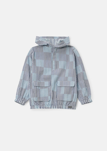 Leo Blue Stripe Hooded Shirt