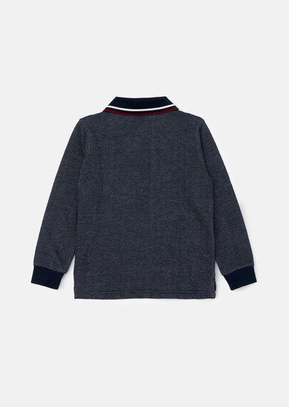 Burty Blue Textured Smart Knitted Polo