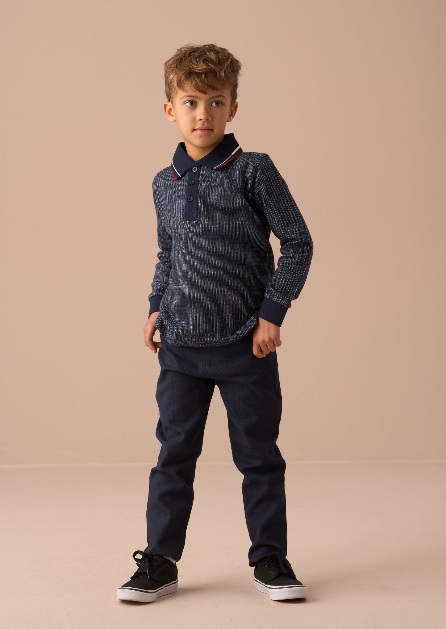 Burty Blue Textured Smart Knitted Polo