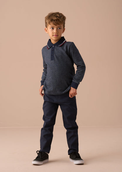 Burty Blue Textured Smart Knitted Polo