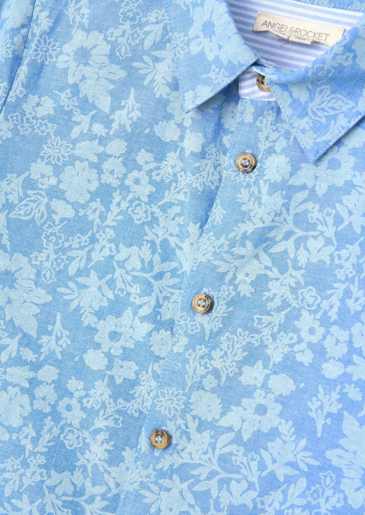 Faes Blue Chambray Floral Printed Shirt