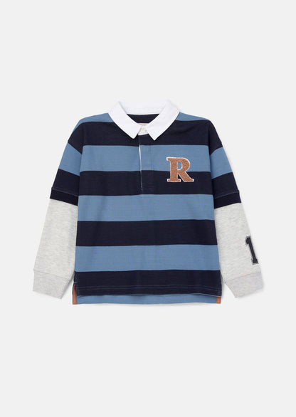Zane Blue Branded Stripe Twofer Rugby