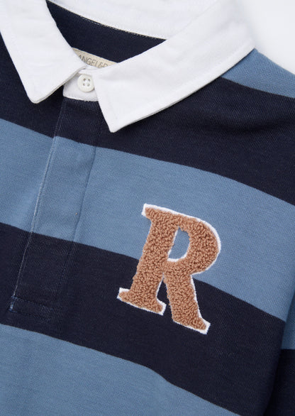 Zane Blue Branded Stripe Twofer Rugby