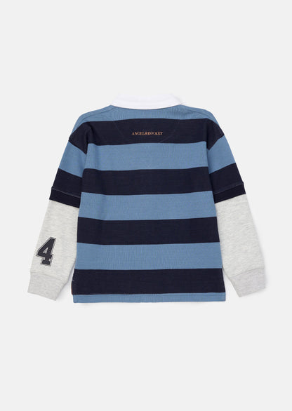 Zane Blue Branded Stripe Twofer Rugby