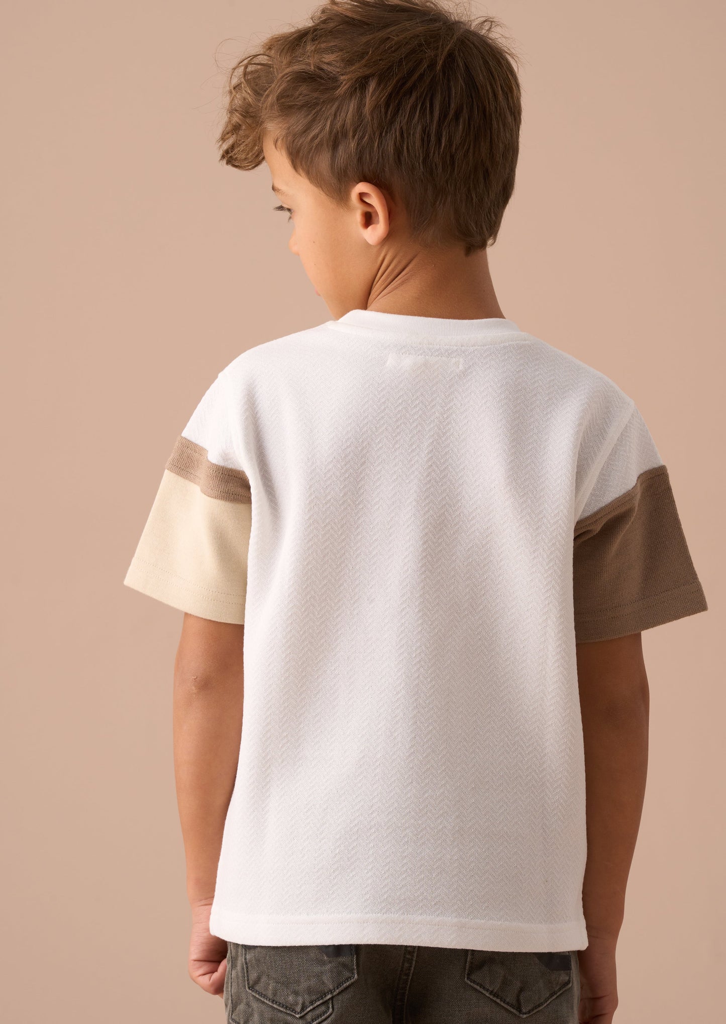 Callum Cream Textured Block T Shirt