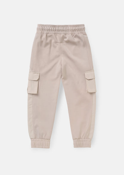 Frank Cream Panelled Mix Fabric Joggers