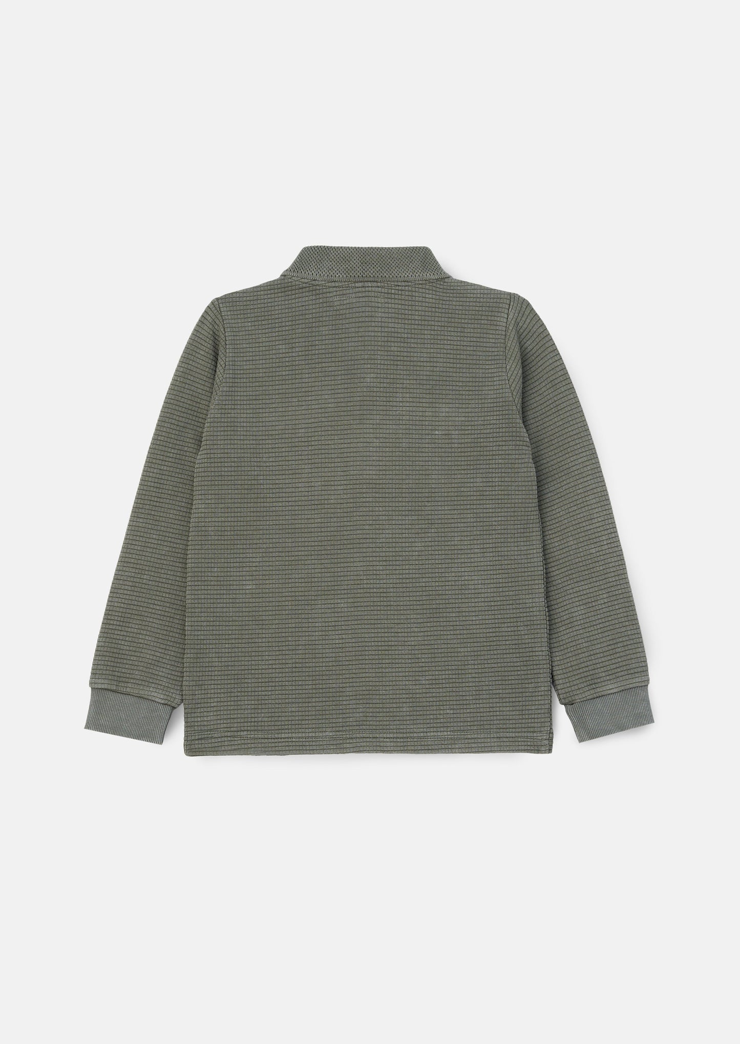 Finn Green Textured Long Sleeve Polo
