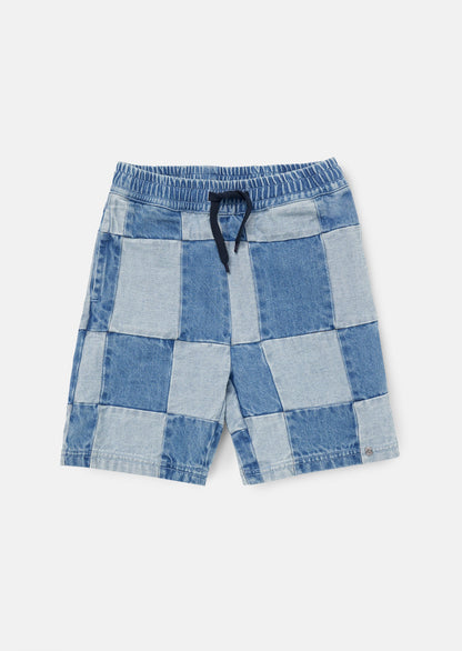 Neil Blue Patch Work Shorts