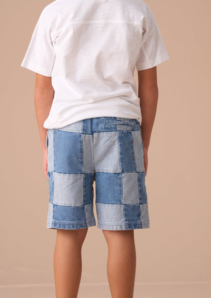 Neil Blue Patch Work Shorts