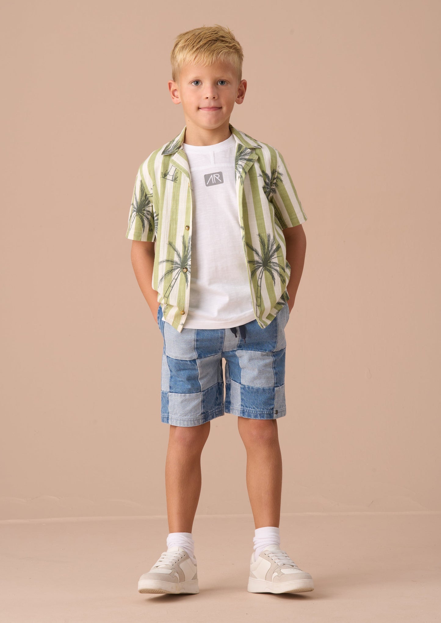 Neil Blue Patch Work Shorts