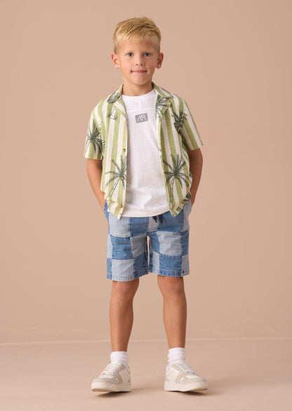 Neil Blue Patch Work Shorts